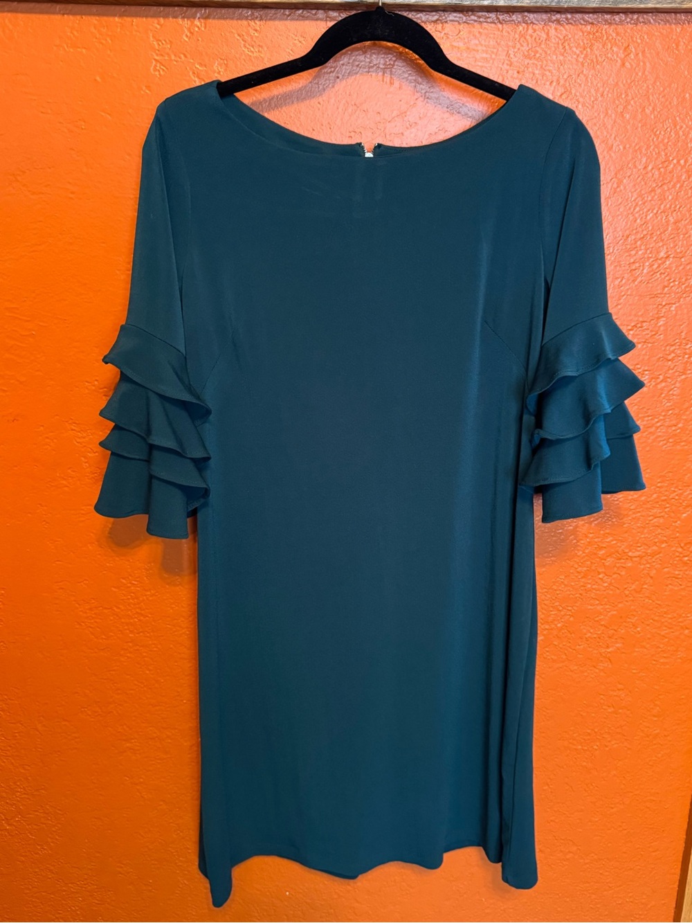 Gabby Skye Teal Ruffle Bell Sleeve Midi Dress